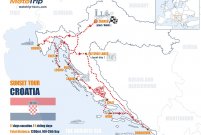Map of a motorcycle tour through Croatia