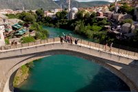 Old bridge, Mostar - MotoTrip from drone