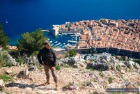 View above Dubrovnik old town with motorcycles